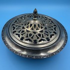 Vintage F s  Co  Silver Plated Footed Pierced Lid Compote Dish  2604 Pedestal