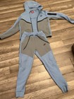 Nike Men s 2pc Colorblock Fleece Tracksuit Zip Hoodie   Pants M Blue gray