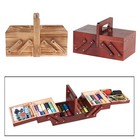 Wooden Foldable Sewing Box Thread  Sew Basket Jewelry Boxes For Storing8908