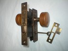 Antique Victorian Era Door Hardware With Wood Doorknobs