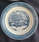 3 Different Vintage Currier   Ives Winter Farm Scenes - Blue Pie Plates