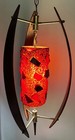 Vintage Mcm 60s Acrylic Wood Hanging Swag Lamp Light Fixture Mid Century Modern
