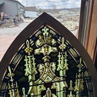 Sg5344 Antique Painted And Fired Stained Glass Arch Window 44 5 W X 41 Inch High