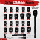 24 Piece 1 2  Drive Impact Socket Set  Shallow Socket Wrench Set  Sae metric  7 