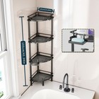 4 Tier Shower Caddy Stand Black Bathroom Organizer Floor Corner Shelf W Hooks