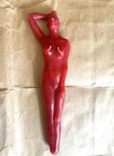 Vintage 1980s Canadian Made Woman Figural Art Red Wax Novelty Candle Rare
