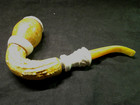        New Meerschaum Pipe Calabash Hand Carved Gourd Acrylic Stem   Silver 925 Band