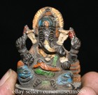 2 2  Tibet Buddhism Bronze Color Painting Sit Ganesha Buddha Statue Sculpture