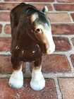 Beswick Style Clydesdale Horse Brown Red Glossy Cream 6 5  High 8  Length