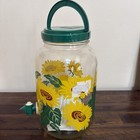 Vtg Golden Harvest Sunflower 1 Gallon Glass Sun Sweet Tea Jar Drink Dispenser