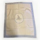 Vintage Beatrix Potter Baby Blanket White W  Blue Trim Nursery Crib Made In Usa