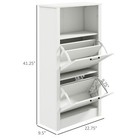 Shoe Storage Cabinet With Open Compartment And 2 Flip Drawers