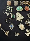 Junk Drawer Lot -  Vintage Jewelry Bracelets Pins  Earrings Cufflinks Tie Clips