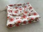 1940s Lot X3 Full Flour Feed Sack Fabric Novelty Flower Pots Doilies Vase Vtg