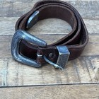 Vtg Banana Republic Western Leather Brown Belt Womens 28 70 Etched Silver Buckle