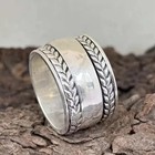 Solid 925 Sterling Silver Leaf Spinner Ring Handmade Christmas Ring All Size