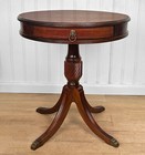 Vintage Traditional Georgian Mahogany Pedestal Drum Table W  Lions Head Pull