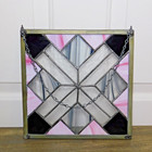 Vintage Geometric Stained Glass Window 9 5  Square Suncatcher Wall Hanging