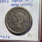1843 Braided Hair Large Cent   Scarce Mature Head Large Letters Free Shipping