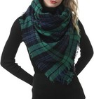 Women s Stylish Warm Tassels Soft Plaid Tartan Scarf Winter Large Blanket Wra   