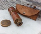 Brass Telescope  Antique Spyglass Leather Engraving Scope Pirate Vintage Gift