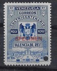 Venezuela  1955  Scott 670  Specimen  Valencia Del Rey  Mnh  Ebv645kh