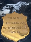 1965-66 California Bronze brass Outstanding Lion Club Statue On Marbles Stand