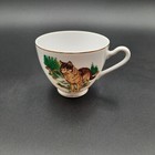 Vintage Timber Wolf Canada Souvenir Porcelain Tea Cup With Forest Scene