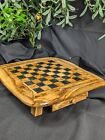 Handcrafted 14-inch Olive Wood   Black Epoxy Resin Chess Set