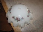 Vintage Mid-century Modern Forial Ruffeled Glass Saucer Ceiling Light Shade 11 