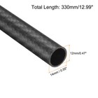 2pcs Carbon Fiber Tubes 12x14x330mm Matte Surface 3k Roll Wrapped For Airplane