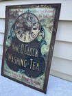 1890s Nine O   clock Washing Tea Soap Sign Embossed 13 5x9 5    Scarce