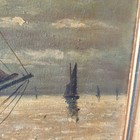 Antique  moody Sea  19th Century Seascape Beautiful Maritime Framed Oil Painting