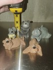 Russ The Critter Factory 5 Pottery Figurines  Cat  Mouse  Hippo  Bear  Rabbit 