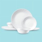  free Ship   Corelle Madeline Embossed Dinner Set - White  12 Piece