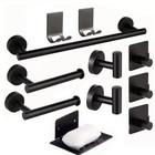 11piece Bathroom Accessories Set Stainless Steel Bath Towel Bar Set  Matte Black
