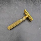 Vintage 1940 s Gold Tone Gillette Fat Handle Tech De Safety Razor With Box