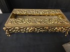 Vintage Ornate Gold Tone Vanity Dresser Set Mirror Comb Brush   Tissue Box