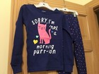 New Carter s Girls Cat Pajama Set Long Sleeve Long Pants Kids Navy Blue Manysize