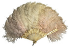 Antique Pink White Ostrich Feather Hand Fan With Bakelite Handle 1890-1910