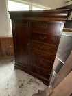 Dark Wood Freestanding Wardrobe Armoire 1 Hinged Door 6 Drawers 2 Shelves