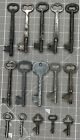 Vintage Lot Of 15 Old Antique Skeleton Keys Solid Barrel Some Numbered Small Big
