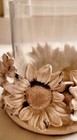 Glass Pillar Candle Holder With Floral Base  please Read Full Description 