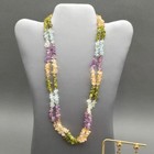 Vtg Lee Sands Rainbow Gemstone Parure Set Of 3 Necklace Bracelet Earrings 