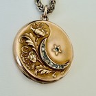 Antique Art Nouveau Locket-celestial Crescent Moon   Star-m s  Co  Gold Filled