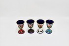 Set Of 4 Vintage Cloisonn   Mini Goblets Enamel Floral Cups 7cm