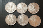 1916 To 1947 - 90  Siiver Walking Liberty Half Doliar Coin Lot Of 5   