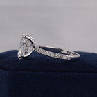 6ct Oval Cut Real Moissanite 14k White Gold Plated Hidden Halo Engagement Ring