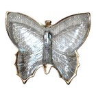 Glass Butterfly Ring Dish Jewelry Holder Trinket Tray Vanity Decor Gold Trim