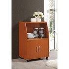 Microwave Cart W  Storage Wheels Kitchen Utility Storage Cabinet Shelf Cherry